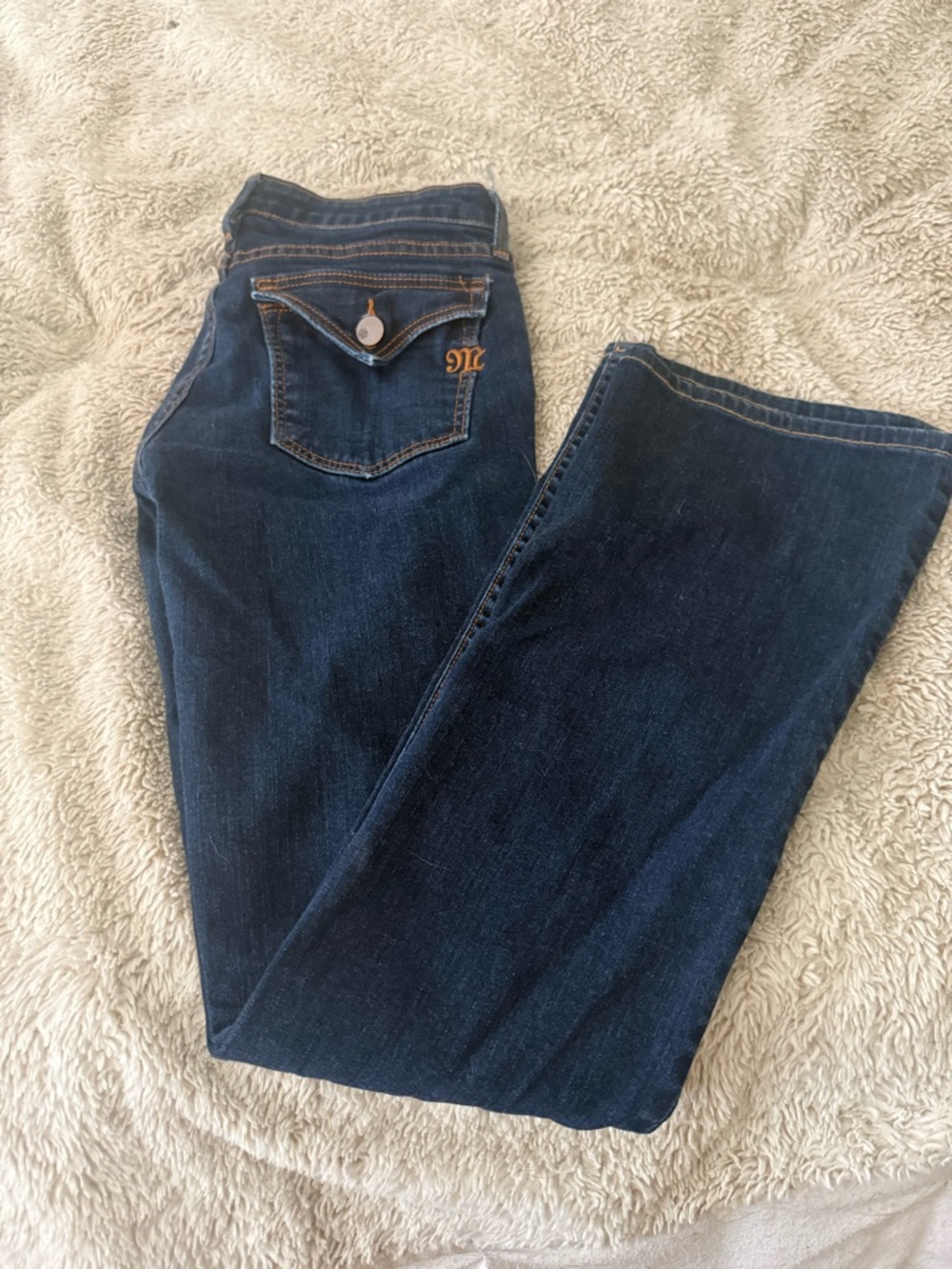 Miss Me Dark Blue Boot Cut Jeans with Embroidered Pocket